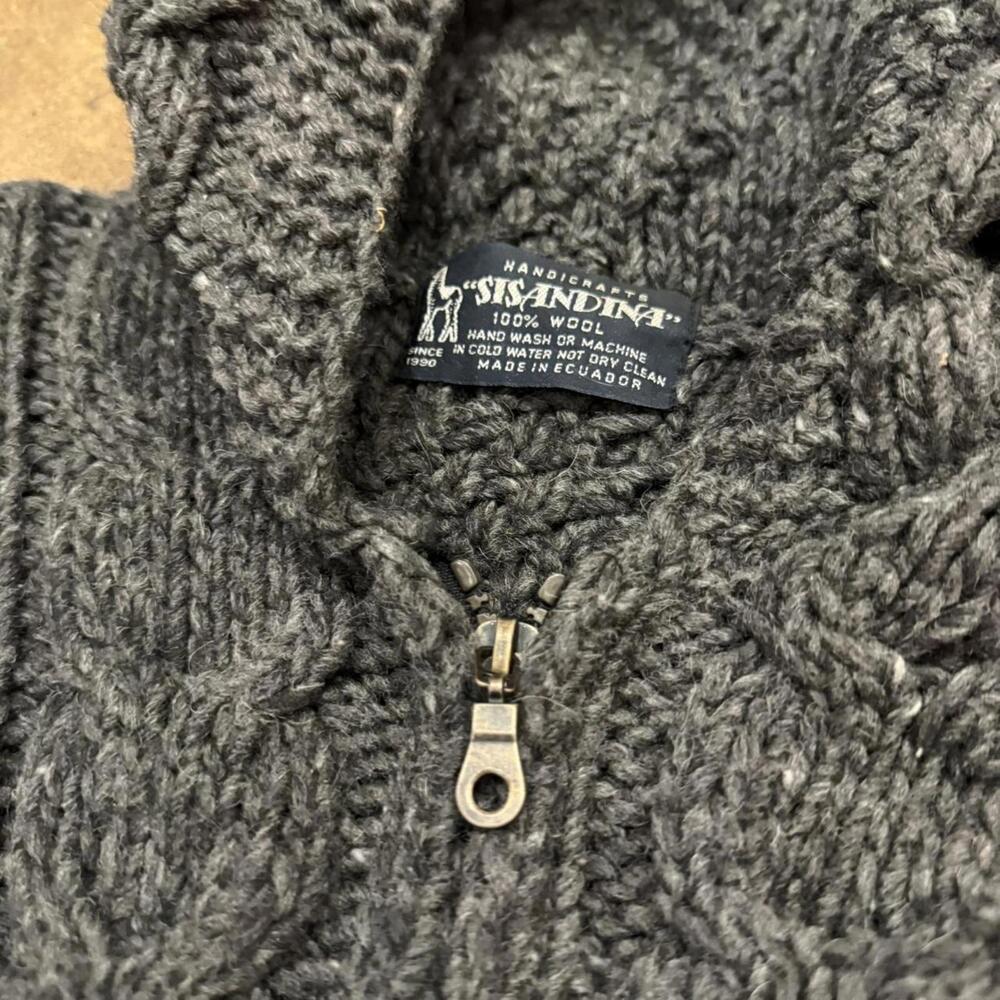 Sisandia Grey Knit Zip Up Wool Hoodie - Picture 3 of 4